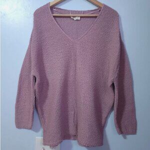 Urban Outfitters Womens V-neck Cardigan Sweater Pink S/M Long Sleeve Cable Knit